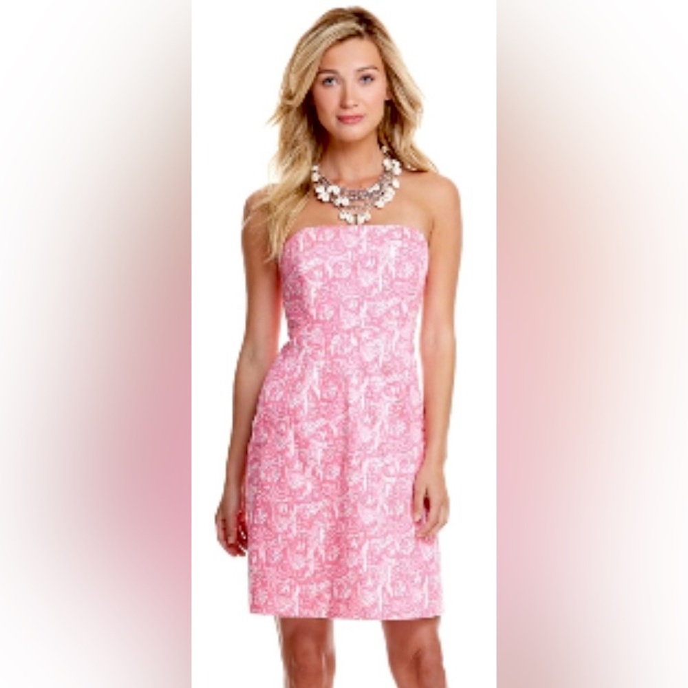 Vineyard Vines Shells Allover Print Strapless Dress ZB9